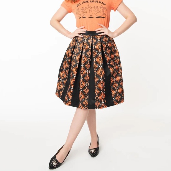 BLACK CAT HALLOWEEN JAYNE SWING SKIRT BY UNIQUE VINTAGE 1X/16 - Picture 2 of 15